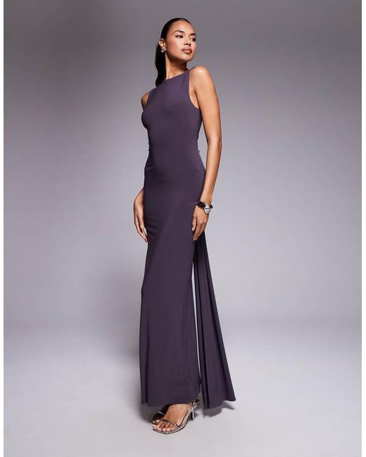 ASOS Purple Knot Back Sculpting Draped Maxi Dress