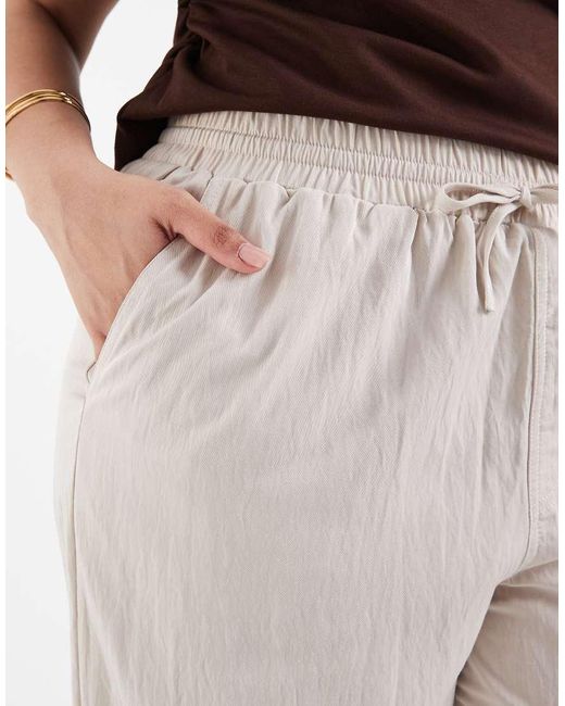 ONLY Natural Pull On Wide Leg Trousers