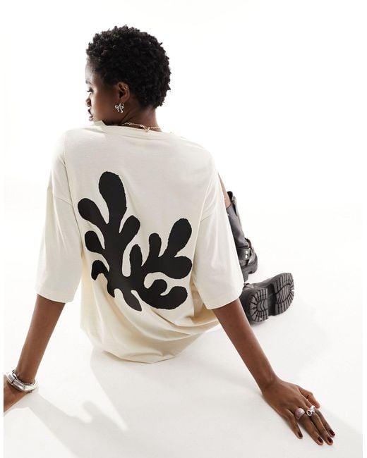Monki White Oversize Coral Print T-shirt