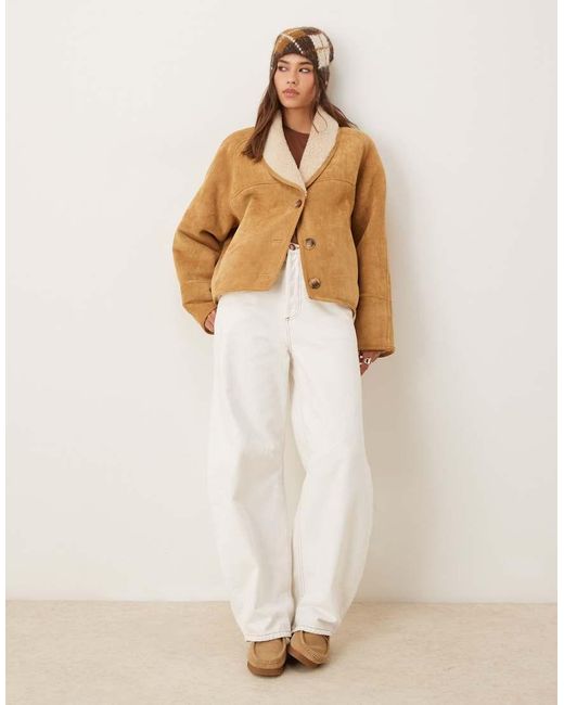 Urbancode Brown Faux Shearling Cropped Jacket