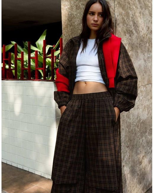 Bershka Black Lightweight Check Jacket