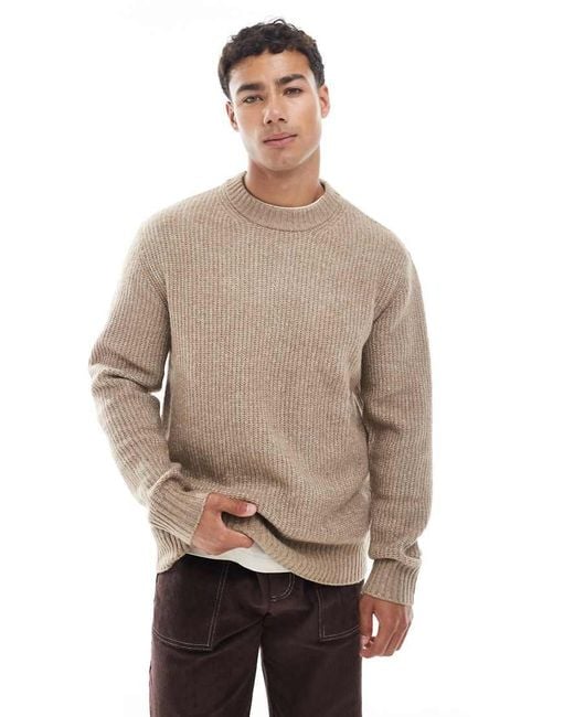 Jack & Jones Natural Oversize Thick Ribbed Jumper for men