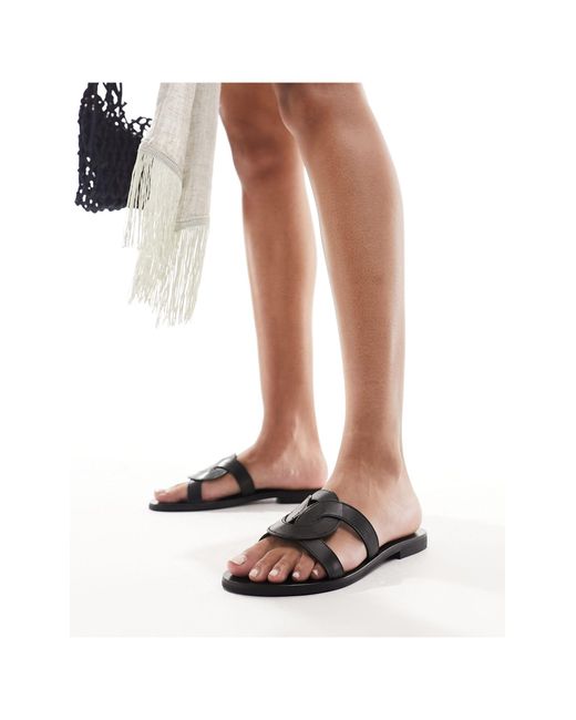 & Other Stories Black Leather Knot Detail Sandals