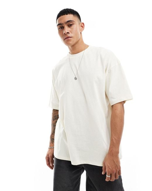 T-shirt oversize avec imprimé poisson au dos - blanc cassé ASOS pour homme en coloris White