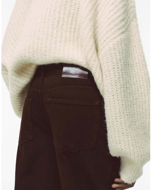 Jean ample à taille croisée - marron Pull&Bear en coloris White