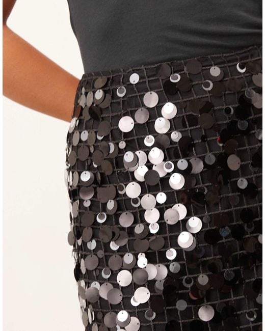 ARRANGE Natural Sheer Grid Sequin Maxi Skirt Co Ord