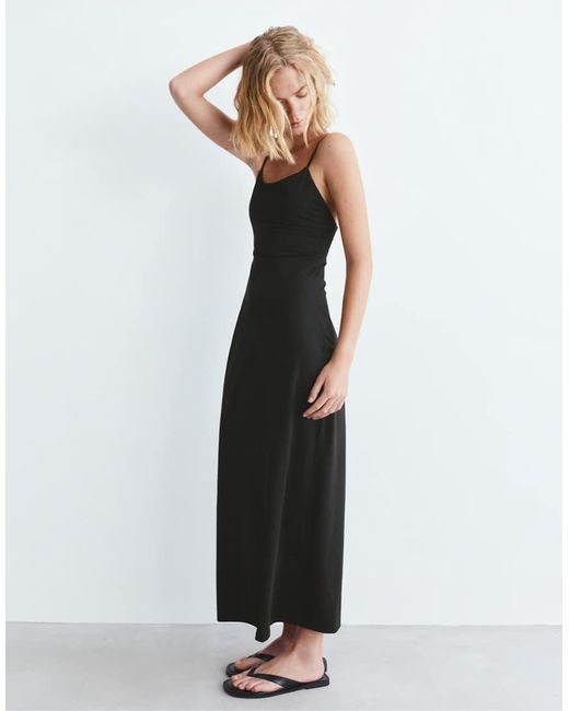 Pull&Bear White Polyamide Strappy Midi Dress