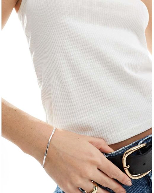 Pieces White Racer Neck Tank Top