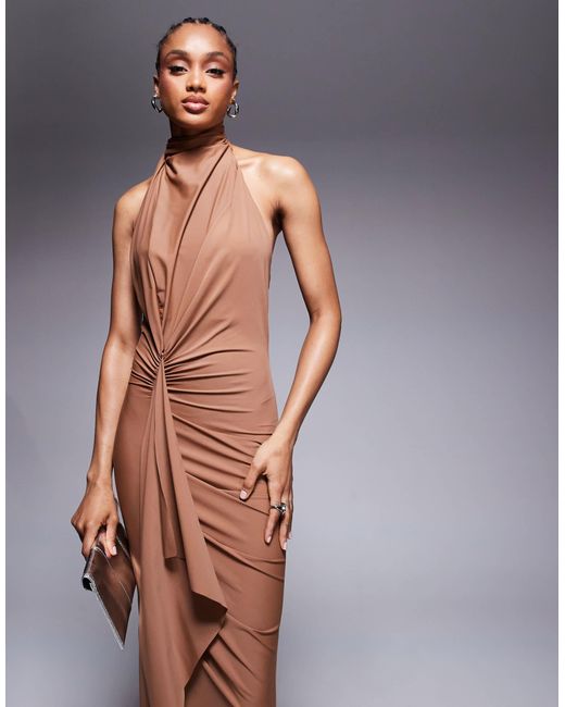 ASOS Blue Asos design tall – hochgeschlossenes, drapiertes maxikleid
