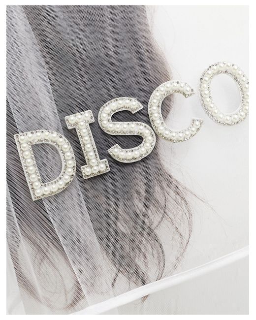 South Beach Gray Embellished One Last Disco Bridal Cowboy Hat With Detachable Veil