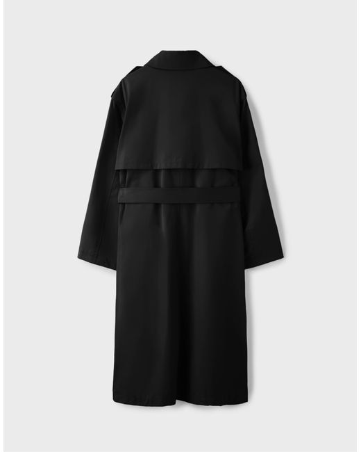 Stradivarius Black Langer basic-trenchcoat