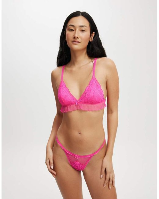 Cotton On Red Holly Lace Triangle Padded Bralette