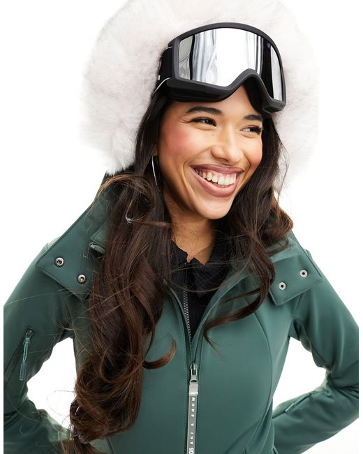 ASOS 4505 Ski Water Repellent Belted Ski Suit With Faux Fur Hood