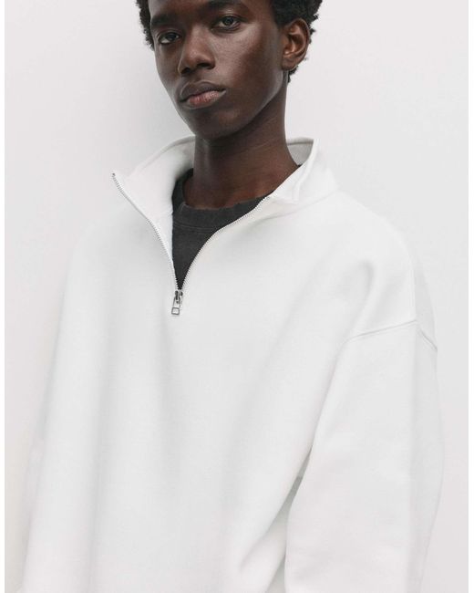 Pull&Bear – basic-sweatshirt in White für Herren