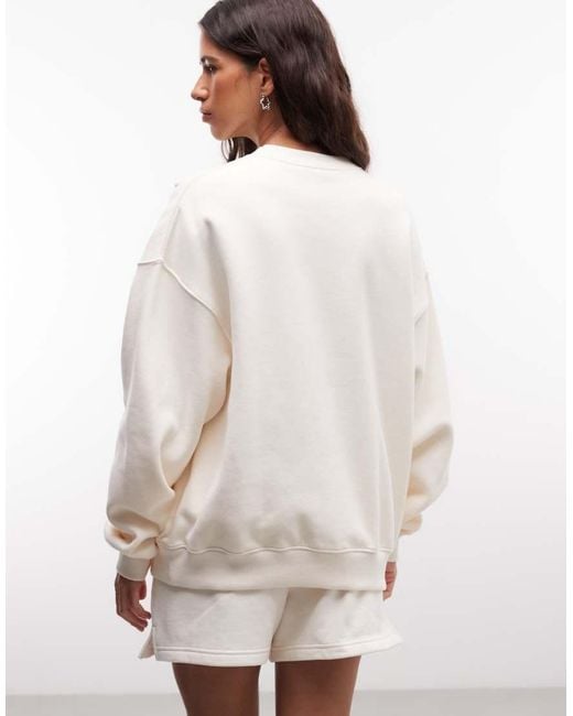 Nike White Studio Fleece Oversized Varsity Sweatshirt