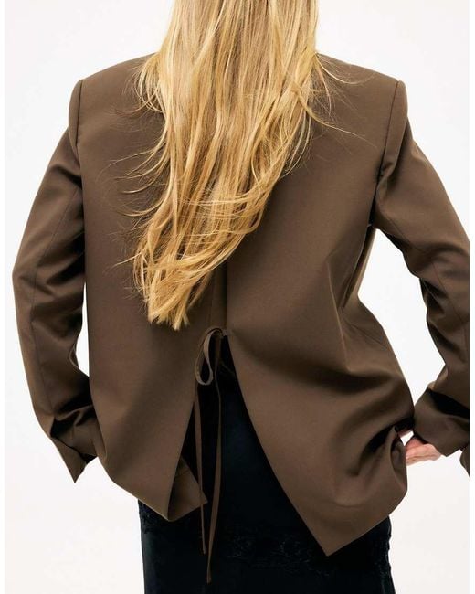 NA-KD Brown Oversized Tie Back Detail Blazer