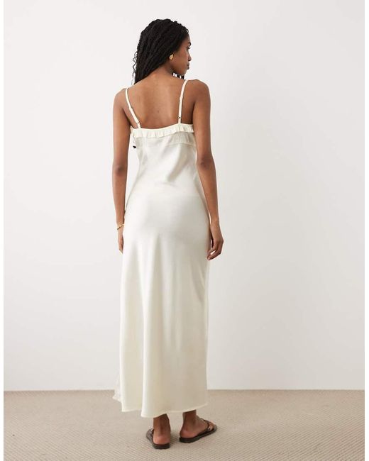 Miss Selfridge Natural Satin Tie Front Cami Maxi Dress