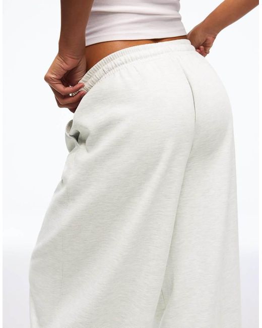 Bershka White Barrel Plush Trousers With Stoppers