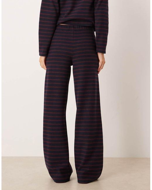 ASOS Blue Brushed Stripe Wide Leg Co Ord Trousers