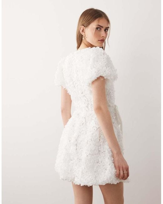 Sister Jane White Dream Bridal Petalscape Floral Tulle Mini Dress