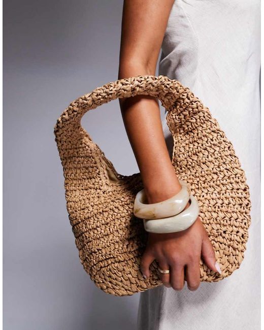 South Beach Handtas Van Stro in het Brown