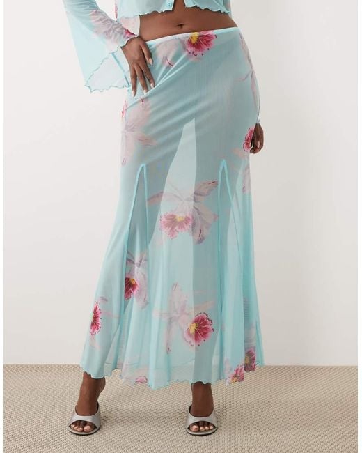 ASOS Blue Sheer Maxi Co-Ord Skirt