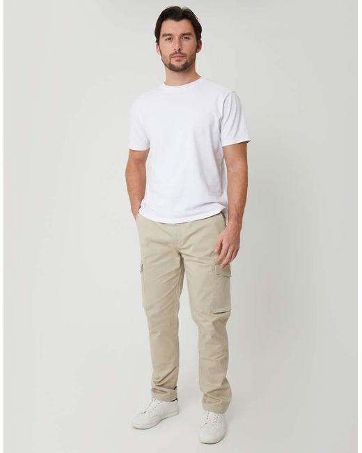 Threadbare Natural Cotton Cargo Trousers With Stretch for men