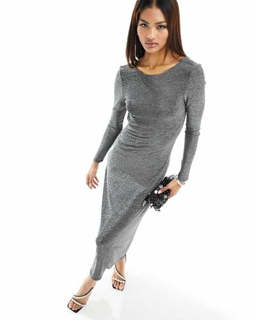 Pimkie Gray Open Back Maxi Dress