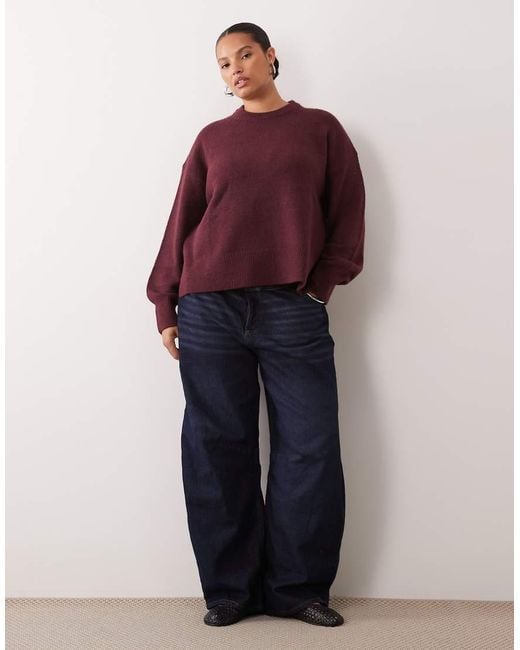 ASOS Red Asos Design Curve Boxy Jumper With Side Split Detail