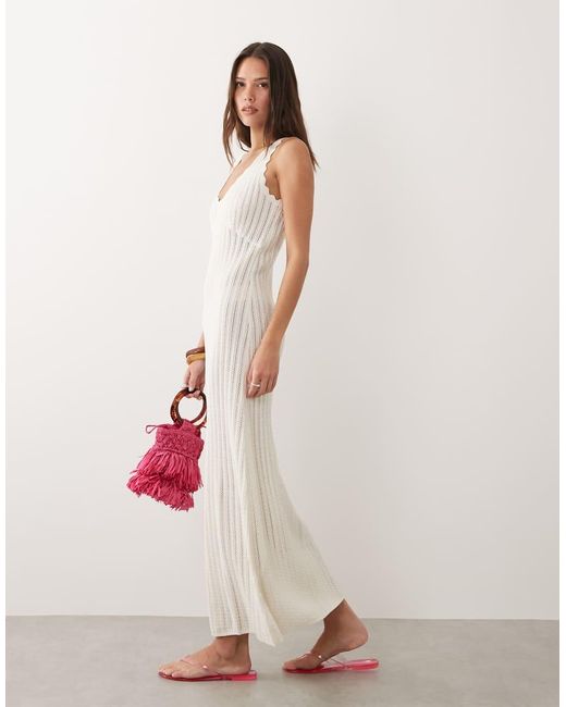 Rhythm Pink Scallop Knit Maxi Dress