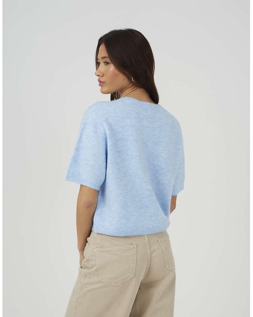 Brave Soul Blue Short Sleeve Jersey Knit Cardigan