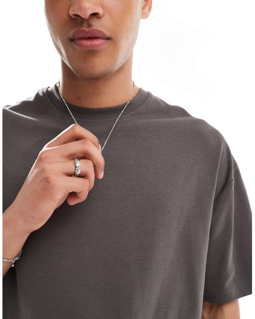 Pull&Bear Gray Interlock Boxy T-shirt for men