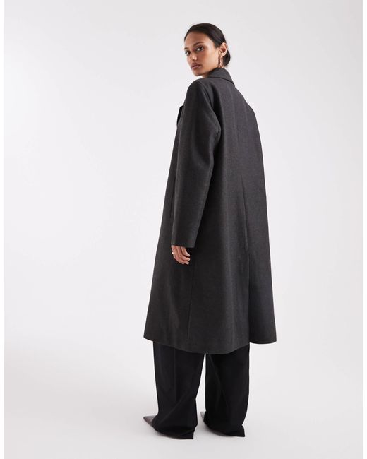 Manteau long coupe oversize élégante en aspect laine - foncé ONLY en coloris Black