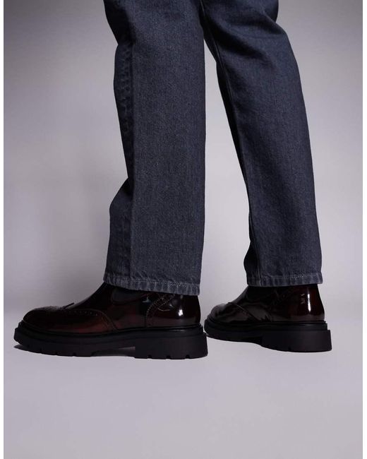 Steve Madden Blue Stancie Chelsea Boots With Brogue Detail for men