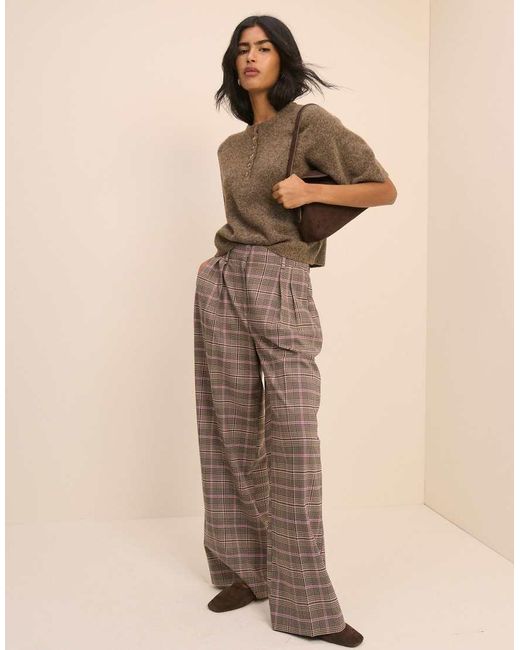 Nobody's Child Natural Tailored Wide Leg Suit Pants