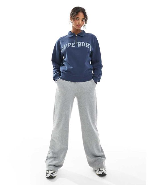Superdry Blue Athletic Essentials Collared Half Zip