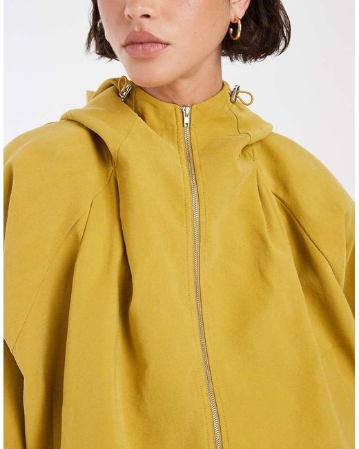 ASOS Yellow Modal Hooded Zip Through Sports Bomber Jacket