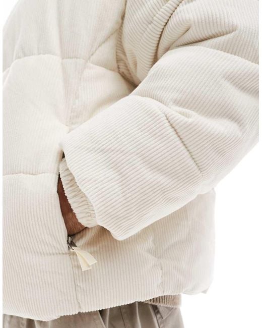 Bershka Cord Puffer Jacket in White for Men Lyst UK