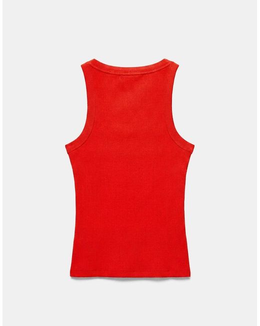 Pull&Bear Red Basic Tank Top