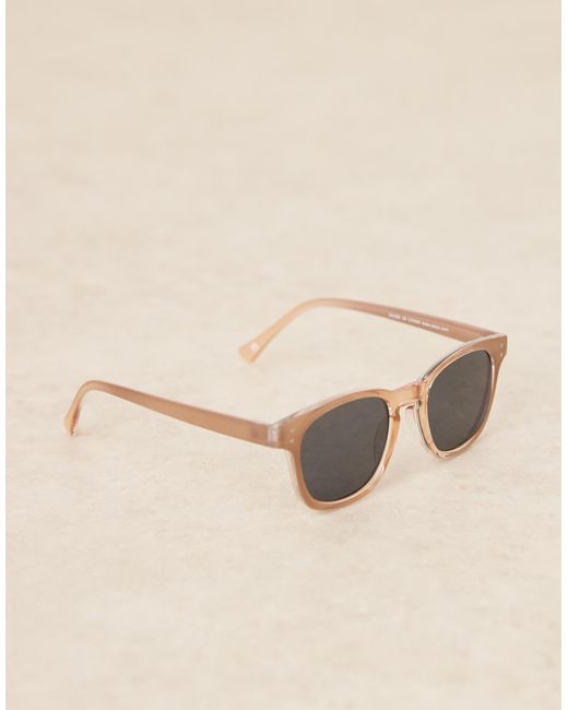 ASOS Rectangle Sunglasses With Smoke Lens And Milky Brown Frame for men