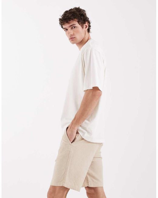 SELECTED White Linen Blend Shorts for men