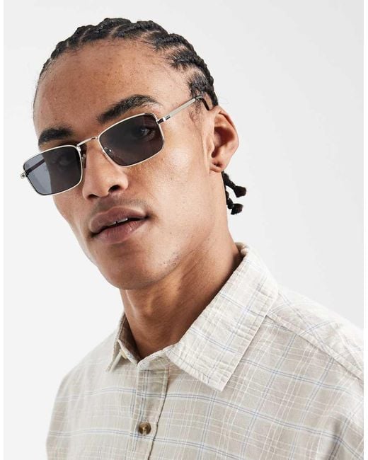 Jack & Jones White Square Metal Frame Sunglasses for men