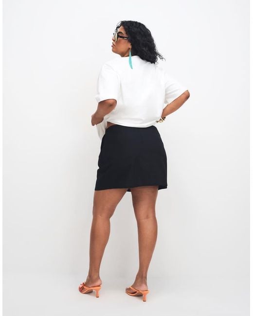 ASOS White Asos Design Curve Clean Look Linen Blend Skort