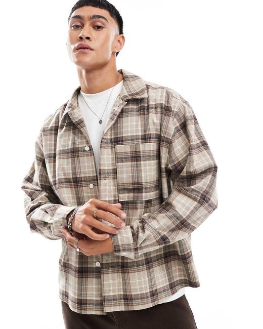 ASOS Gray Oversized Long Sleeve Shirt for men