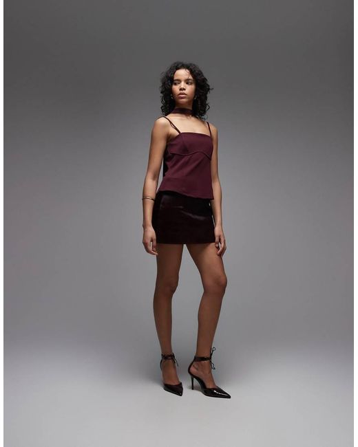 ASOS Purple Slinky Twill Curved Bust Cami Top