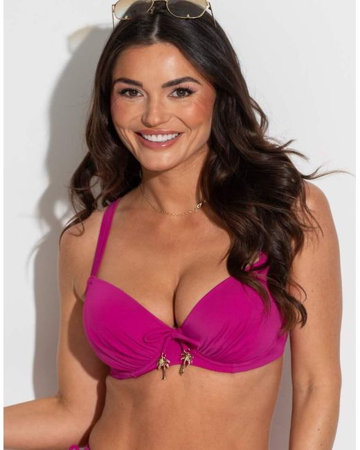 Pour Moi Purple Madrid Plunge Bikini Top