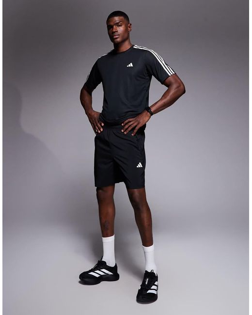 Adidas Originals Black Adidas Training Essential 3 Stripe T-shirt for men