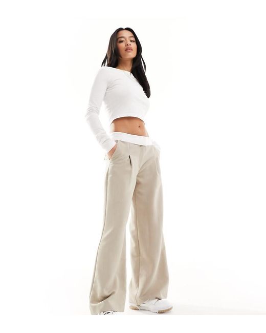 Pantalones Con Cinturilla Plegada De Beis Neutro de Miss Selfridge de color Blanco Lyst