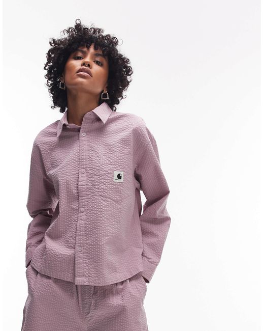Carhartt Purple Toland Long Sleeve Seersucker Loose Fit Shirt Co-ord