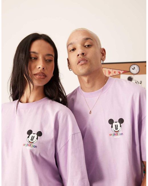 ASOS Recht Oversized T-Shirt Met Bolle Disney Mickey Mouse-Print in het Pink